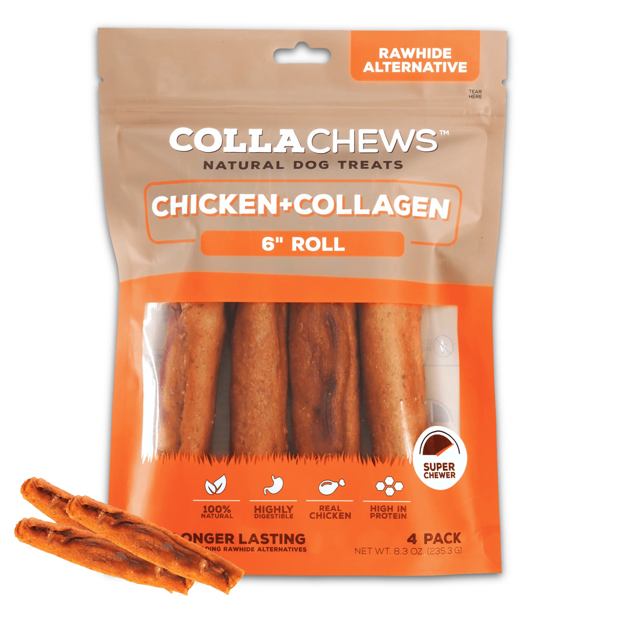 CollaChews 6" Chicken Rolls 4 Pack | Dental