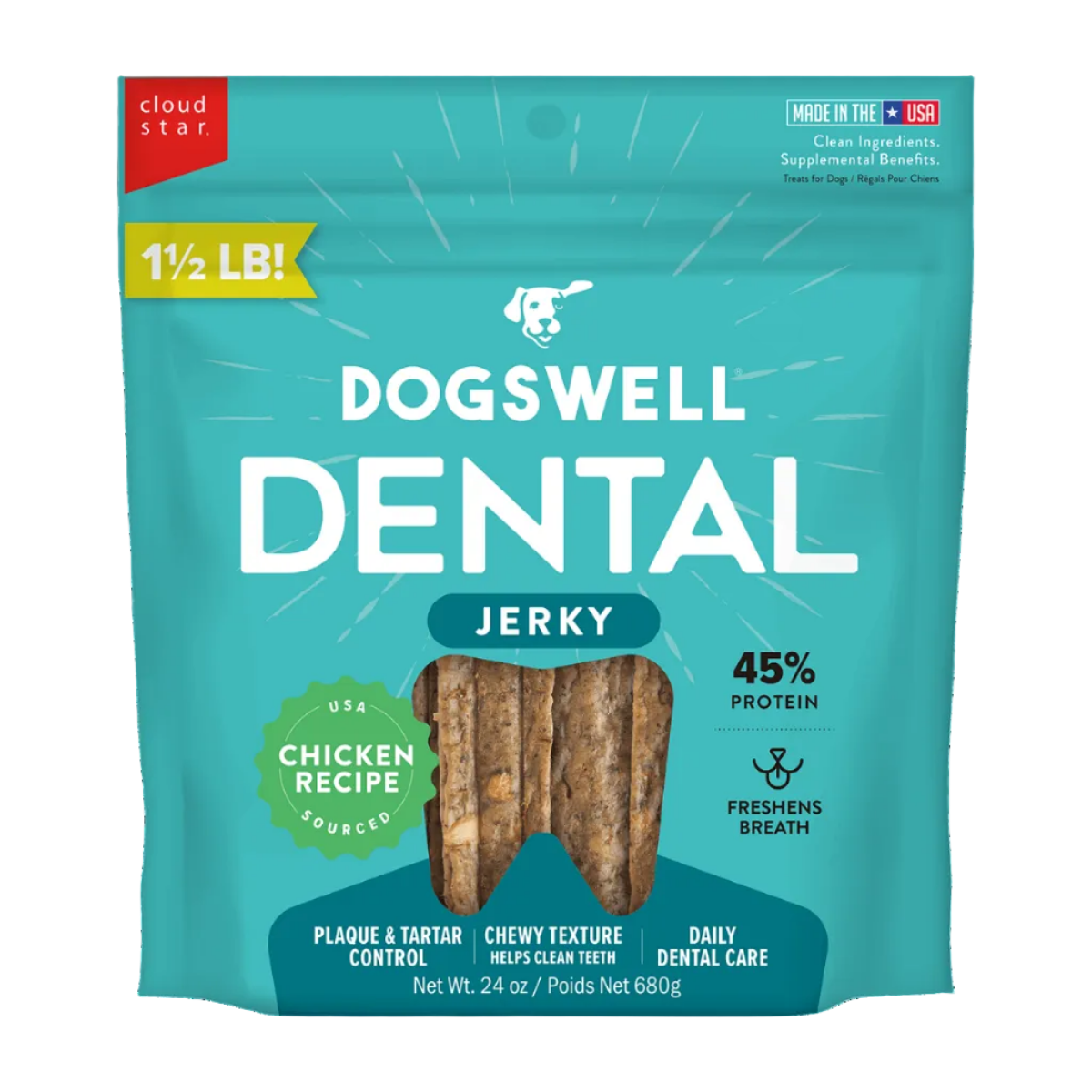 Dogswell Dental Jerky Treats, Chicken Recipe | Dental