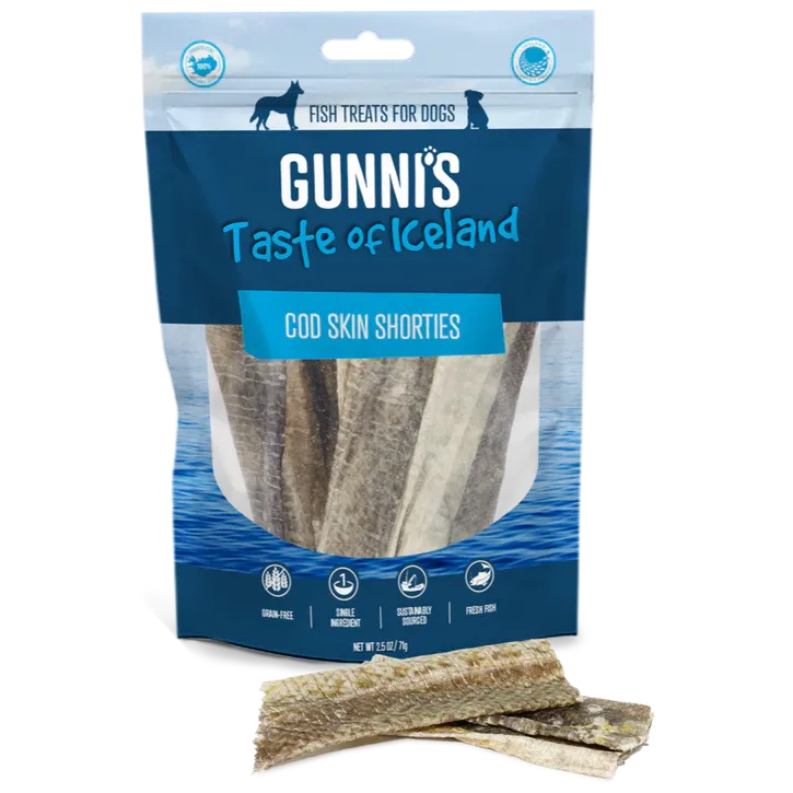 Gunni's Cod Skin Shorties Dog Treats | Dehydrated