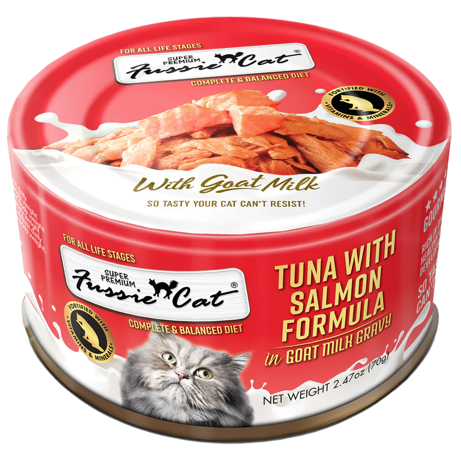 Fussie Cat Tuna with Salmon in Goats Milk - Case of 24 | Wet Cat Food