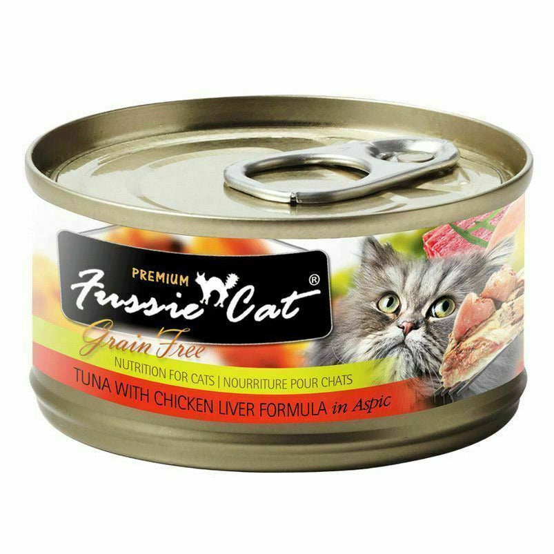 Fussie Cat Premium Tuna with Chicken Liver Formula in Aspic Grain-Free - Case of 24 | Wet Cat Food