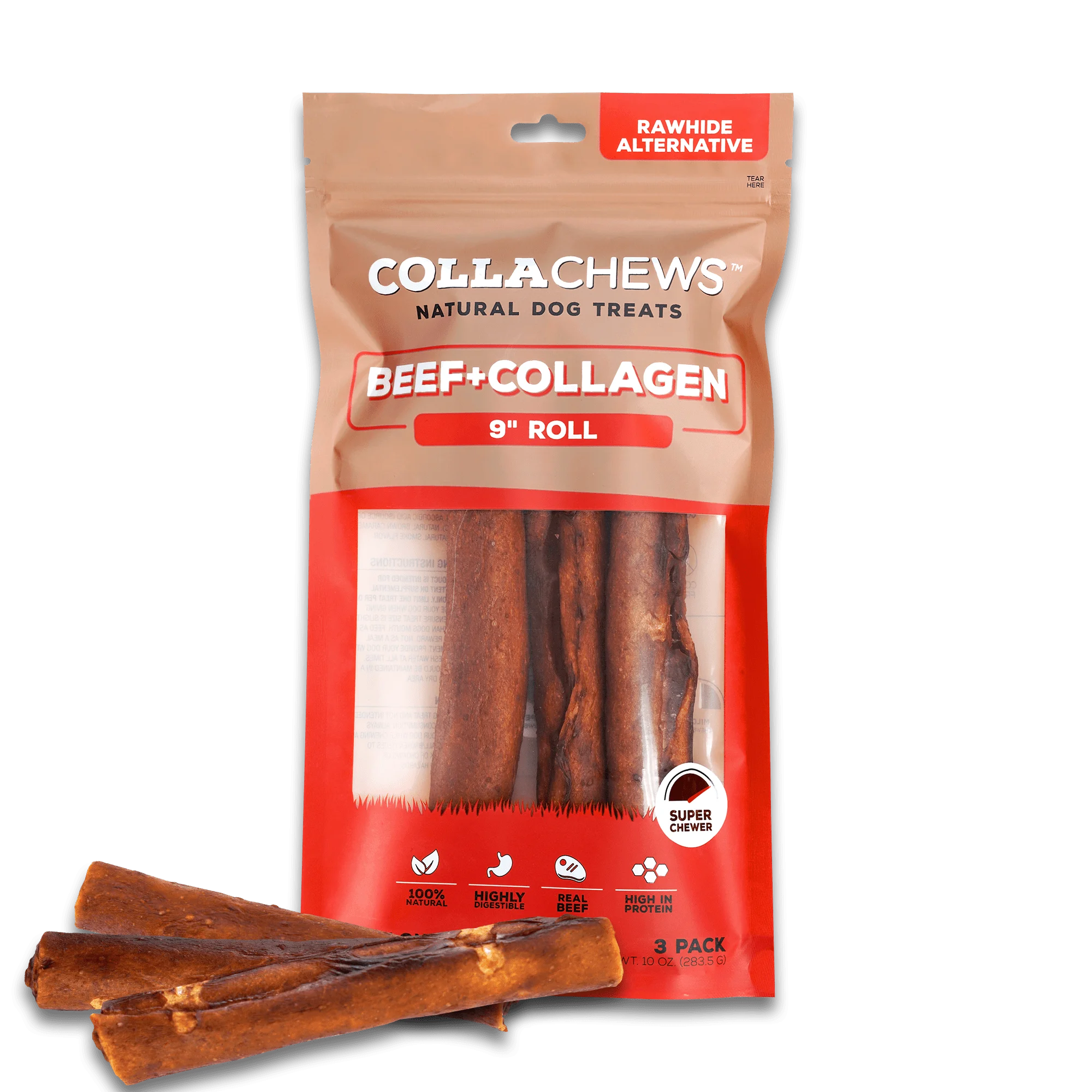 CollaChews 9" Beef Rolls 3 Pack | Dental