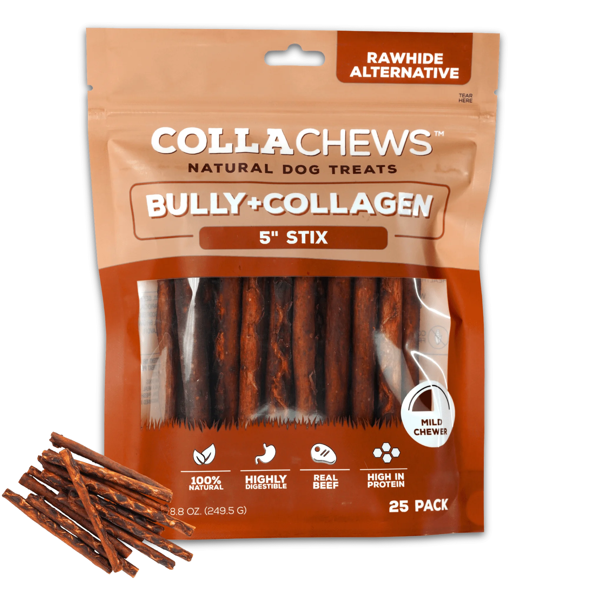 CollaChews 5" Bully Sticks 25 Pack | Dental