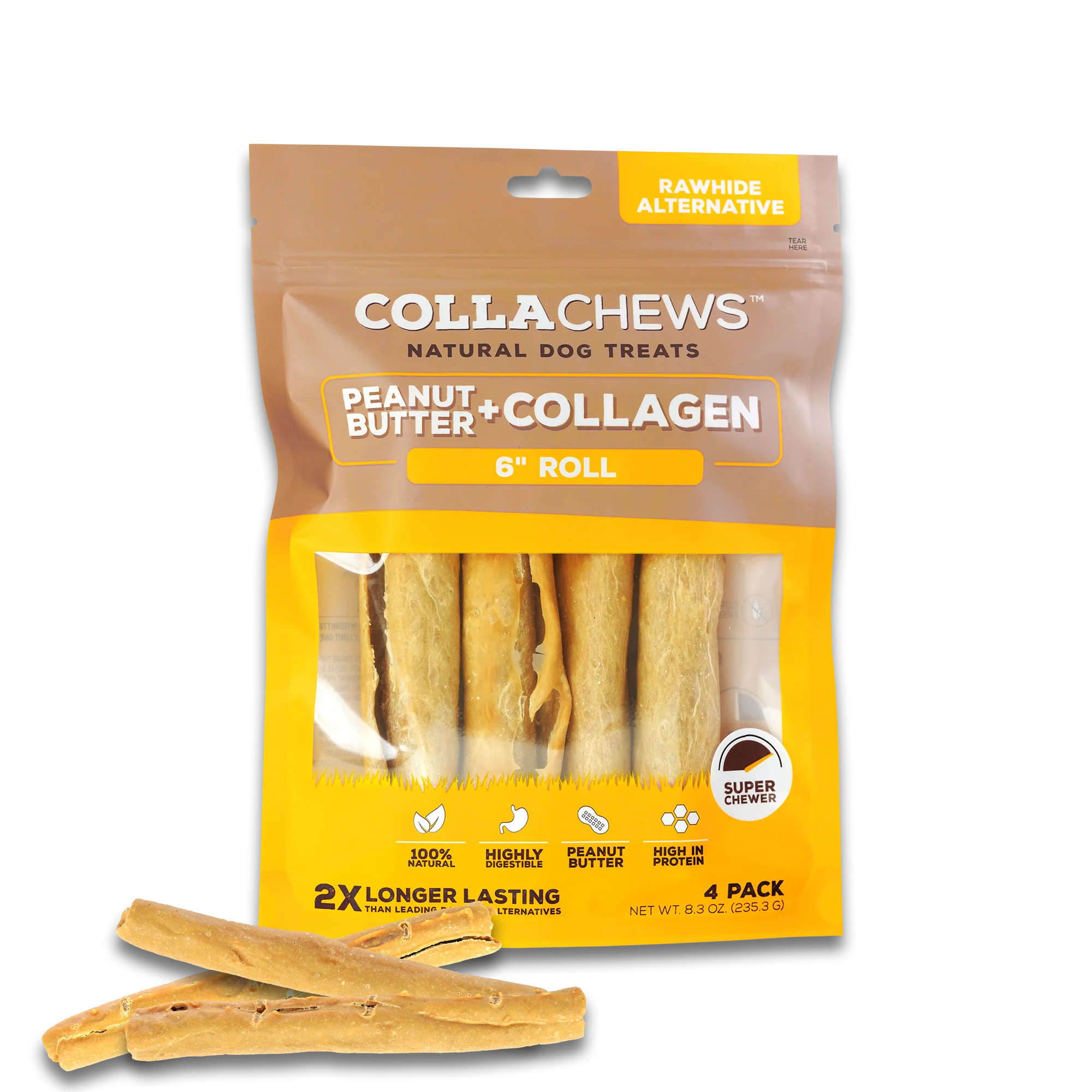 CollaChews 6" Peanut Butter Rolls 4 Pack | Dental