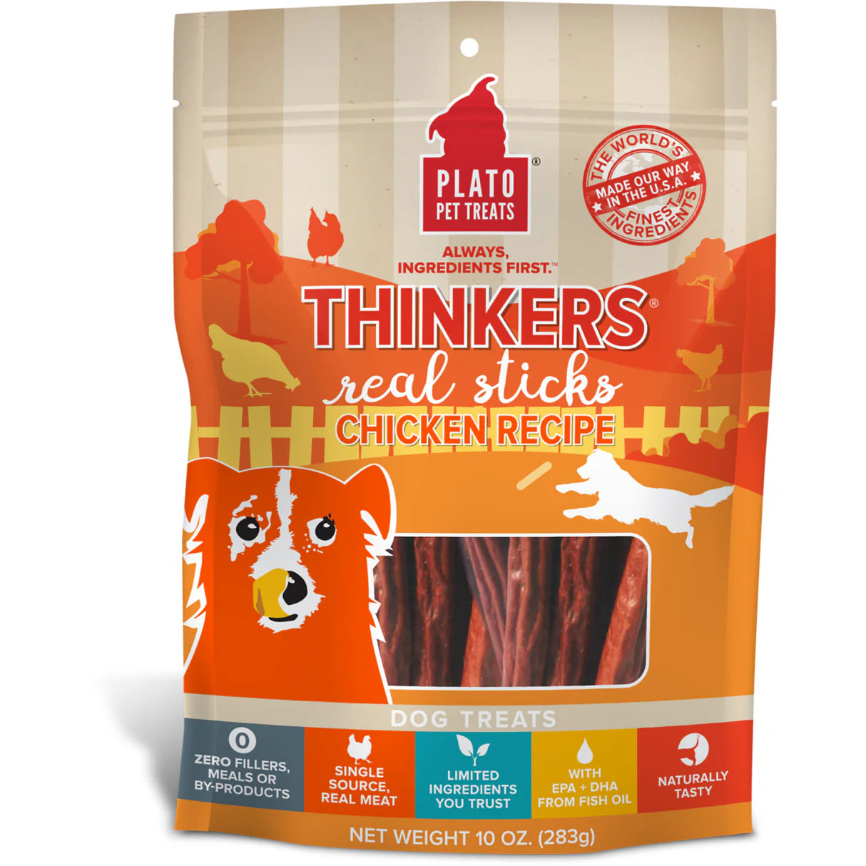 Plato Thinkers Chicken Meat Stick Dog Treats | Soft & Chewy