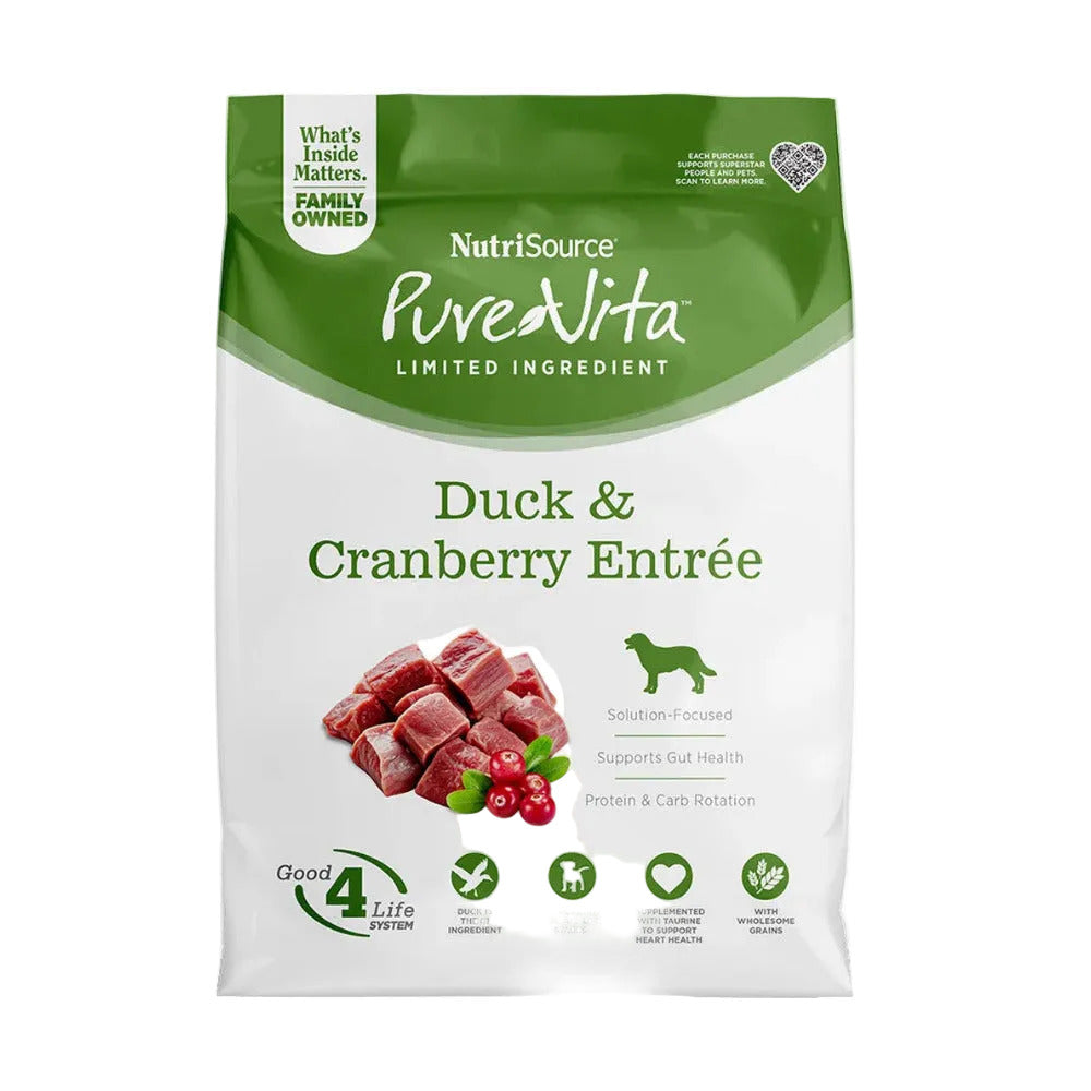NutriSource Pure Vita Duck & Cranberry Recipe | Dry Dog Food
