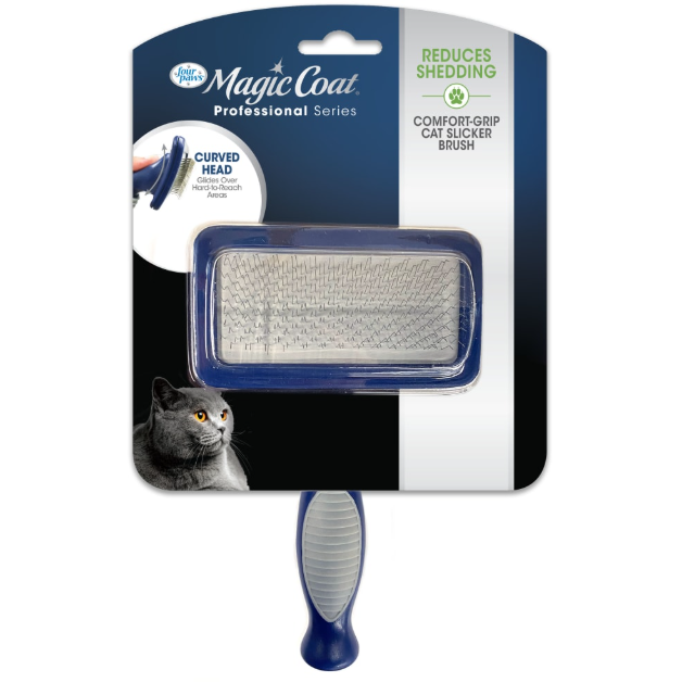 Four Paws Magic Coat Professional Series Comfort-Grip Cat Slicker Brush | Cat Skin and Coat